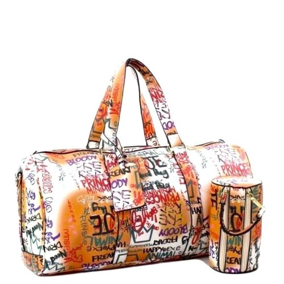 Graffiti Print 2N1 Duffle Overnight Bag - Picture 5 of 7